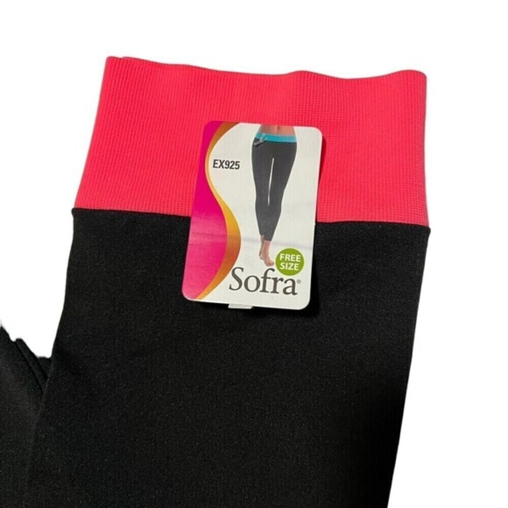 Sofra‎ Leggings - Ladies Stretch Capri Leggings One Size EX925 Hot Pink / Black - Picture 3 of 11